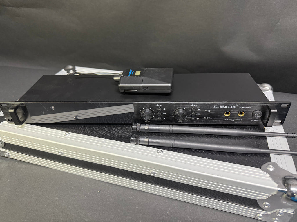 G-Mark G4000 In-Ear Monitor (IEM) System - *Missing 1 transmitter and earbuds... AS-IS*