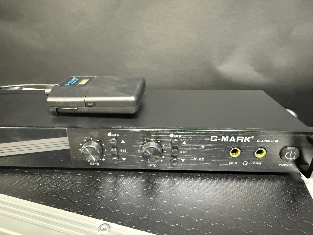 G-Mark G4000 In-Ear Monitor (IEM) System - *Missing 1 transmitter and earbuds... AS-IS*